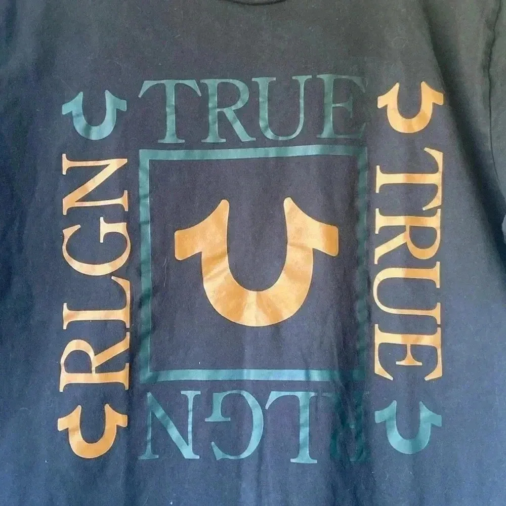 True religion black square logo t-shirt men’s size M